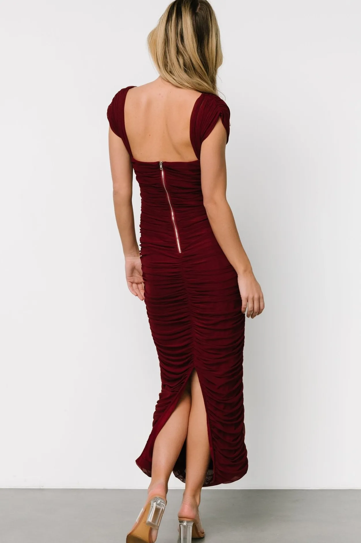 New Baltic Born Alessandra Mesh Midi Dress | Burgundy