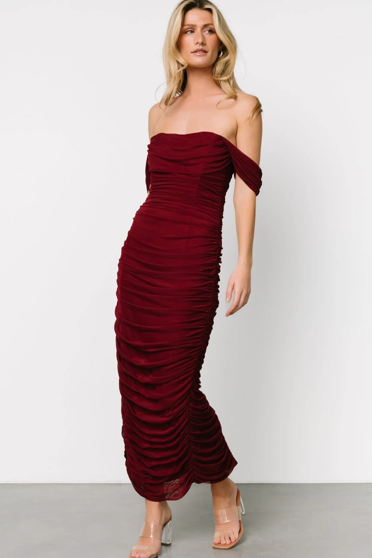 New Baltic Born Alessandra Mesh Midi Dress | Burgundy