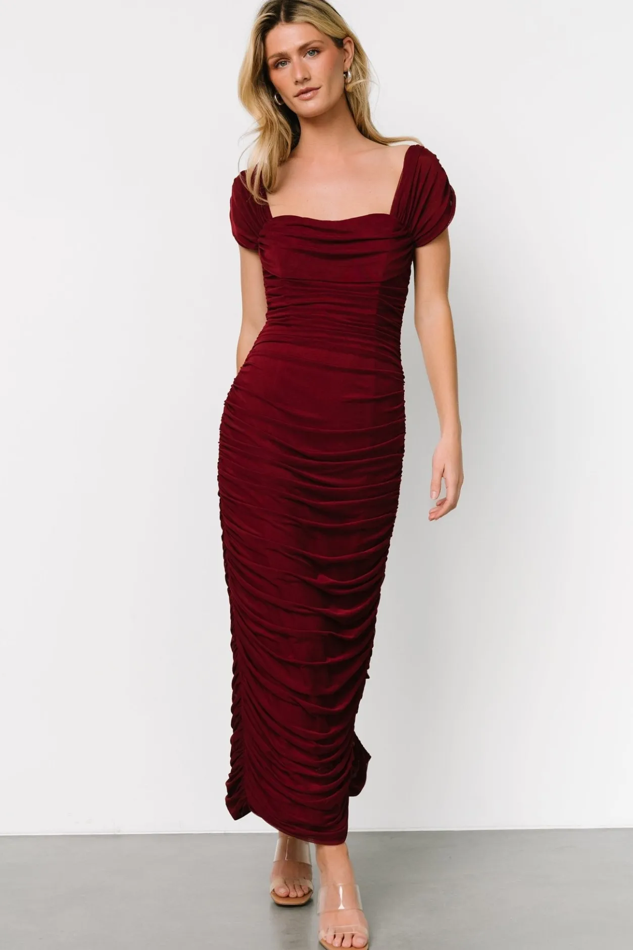 New Baltic Born Alessandra Mesh Midi Dress | Burgundy