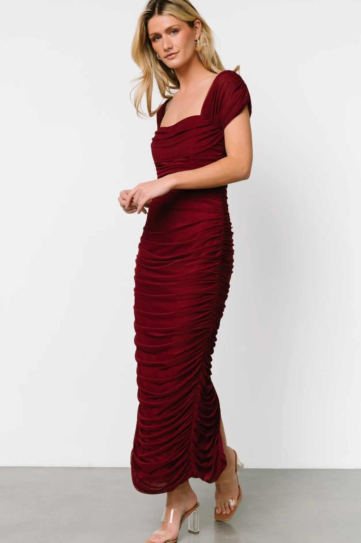 New Baltic Born Alessandra Mesh Midi Dress | Burgundy