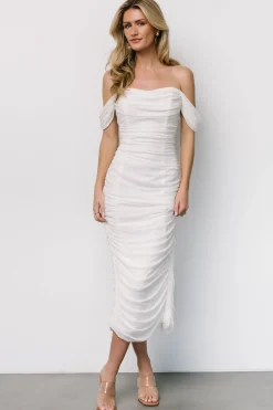 Online Baltic Born Alessandra Mesh Midi Dress | Off White OffWhite