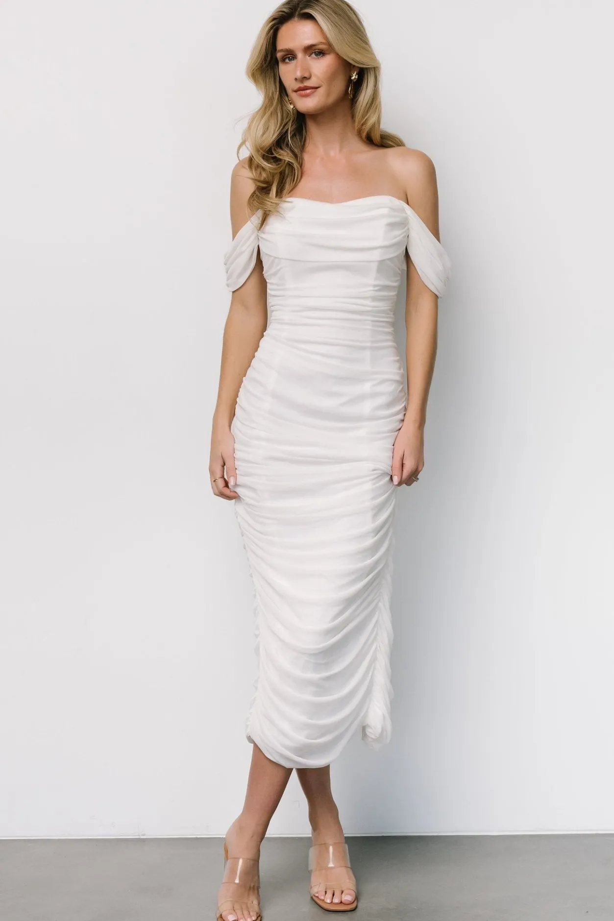 Online Baltic Born Alessandra Mesh Midi Dress | Off White OffWhite