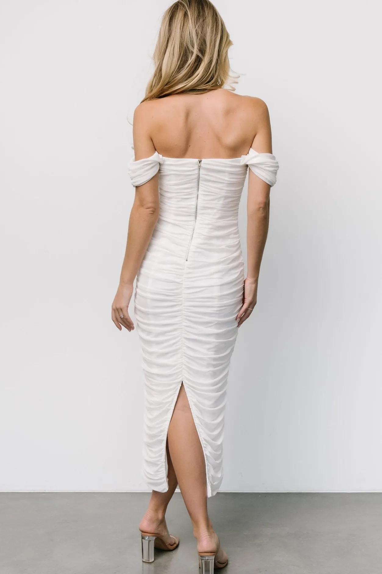 Online Baltic Born Alessandra Mesh Midi Dress | Off White OffWhite