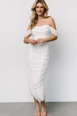Online Baltic Born Alessandra Mesh Midi Dress | Off White OffWhite