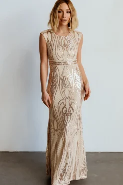 New Baltic Born Alessia Sequin Gown | Champagne