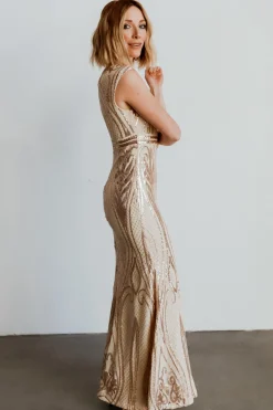 New Baltic Born Alessia Sequin Gown | Champagne