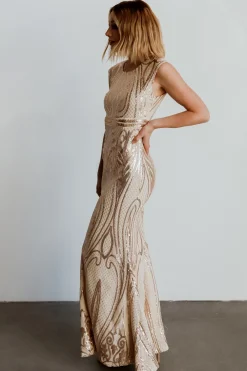 New Baltic Born Alessia Sequin Gown | Champagne