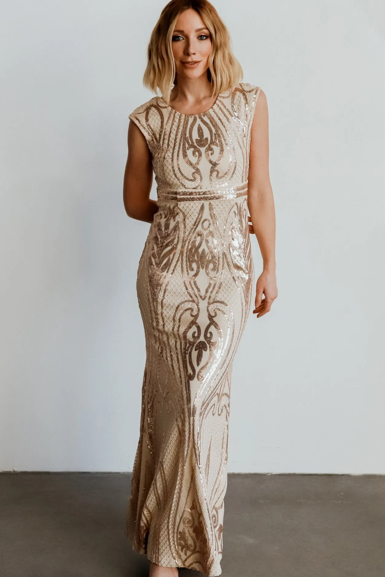 New Baltic Born Alessia Sequin Gown | Champagne