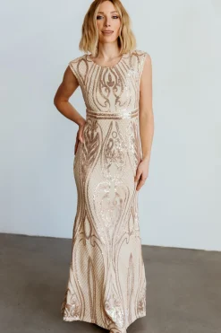 New Baltic Born Alessia Sequin Gown | Champagne