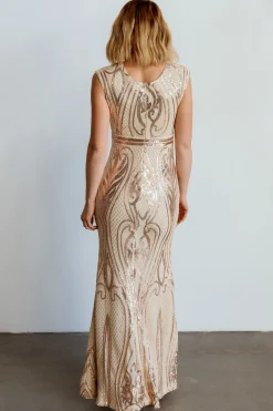 New Baltic Born Alessia Sequin Gown | Champagne