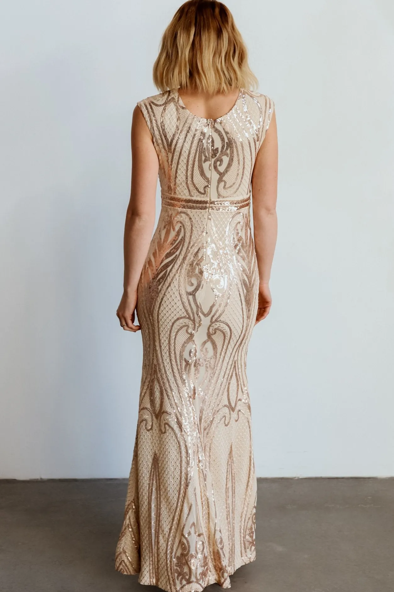 New Baltic Born Alessia Sequin Gown | Champagne