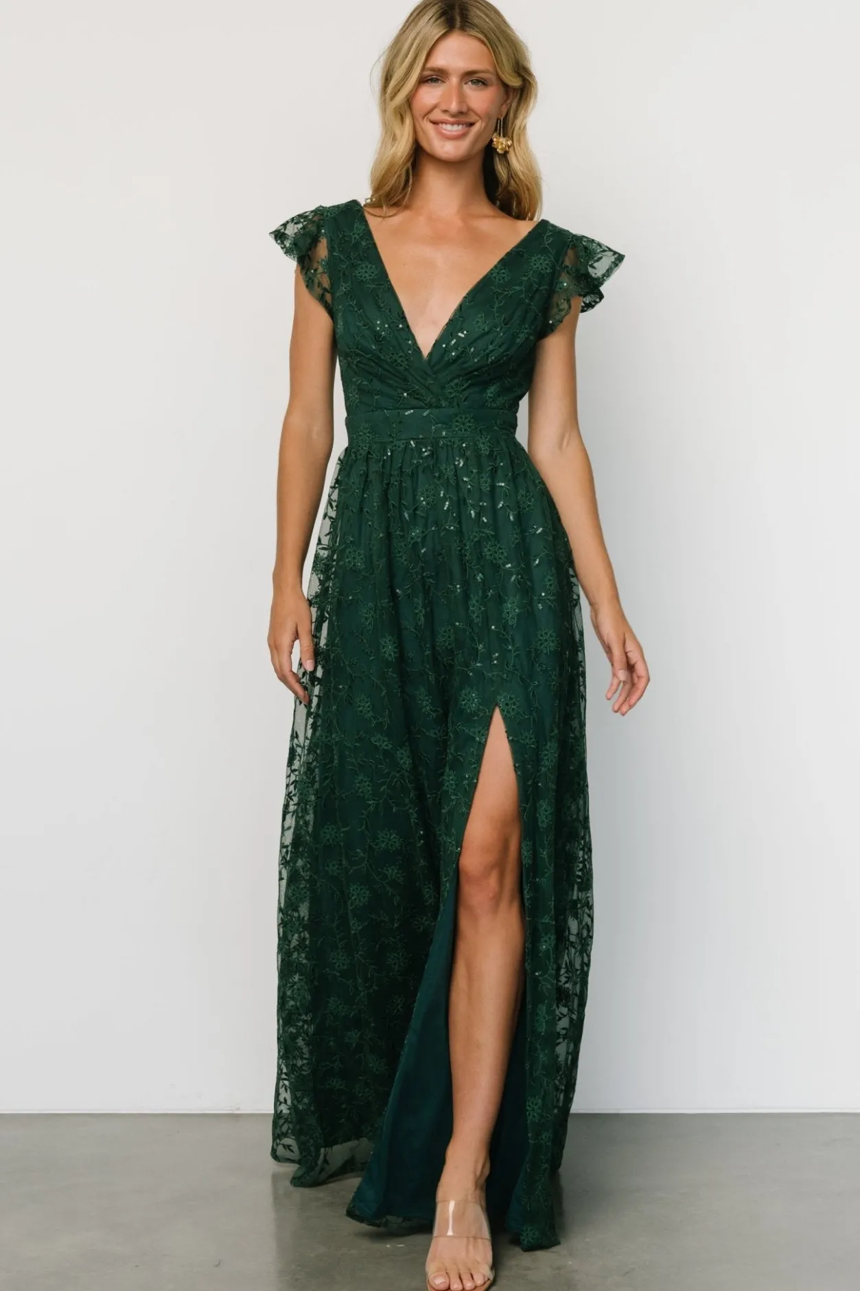 Clearance Baltic Born Alexa Embroidered Sequin Maxi Dress | Dark Green DarkGreen