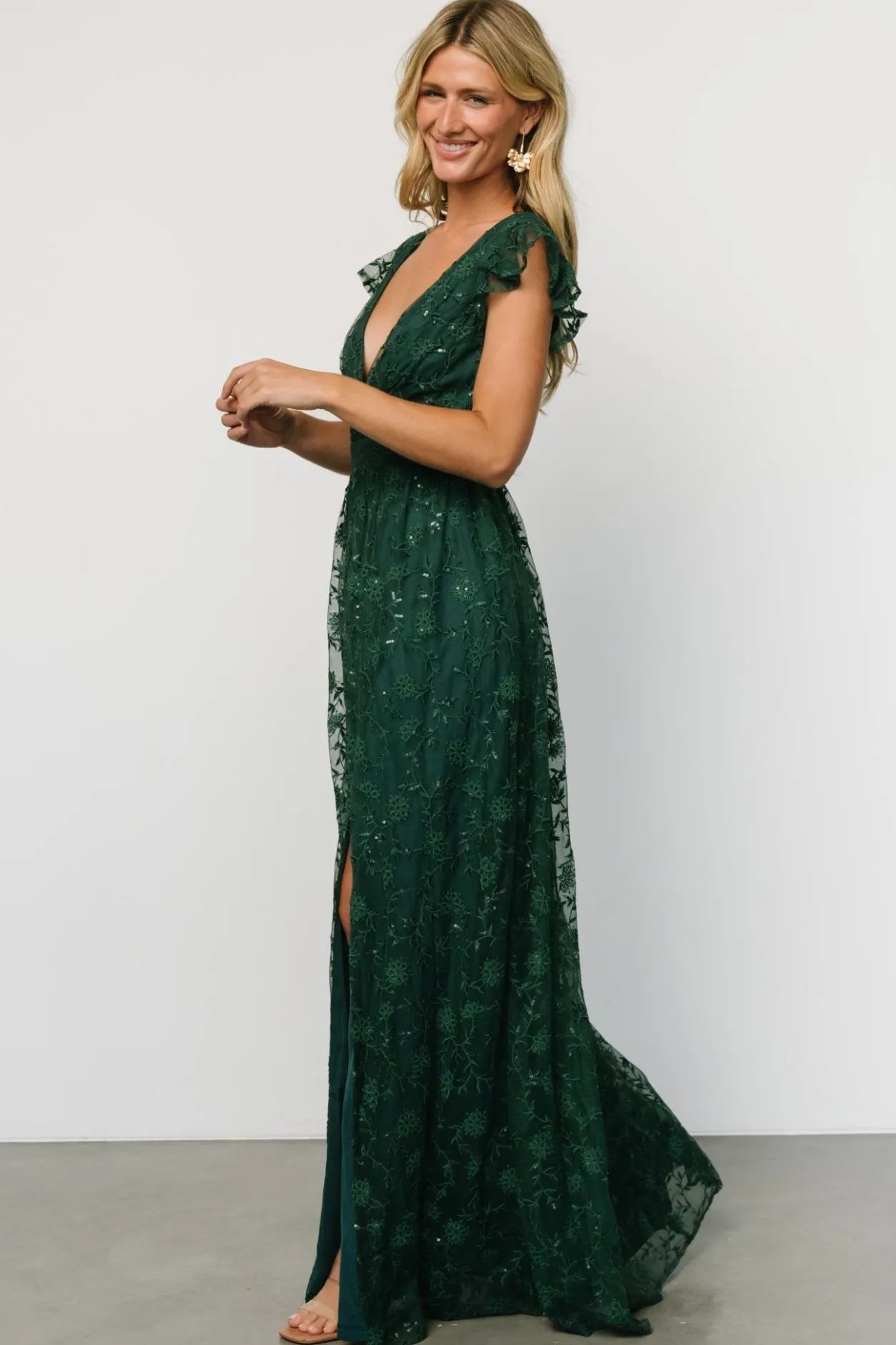 Clearance Baltic Born Alexa Embroidered Sequin Maxi Dress | Dark Green DarkGreen
