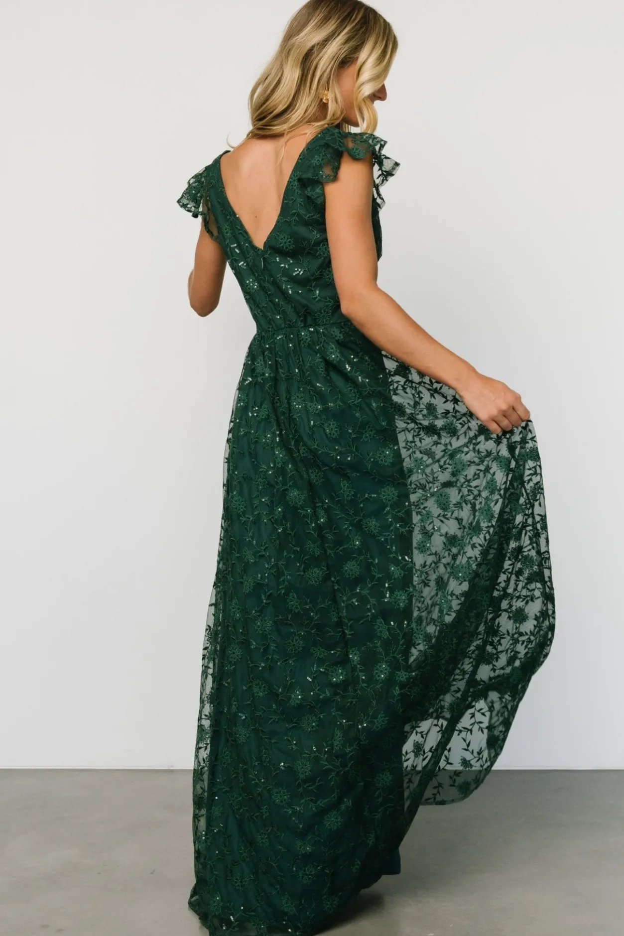 Clearance Baltic Born Alexa Embroidered Sequin Maxi Dress | Dark Green DarkGreen
