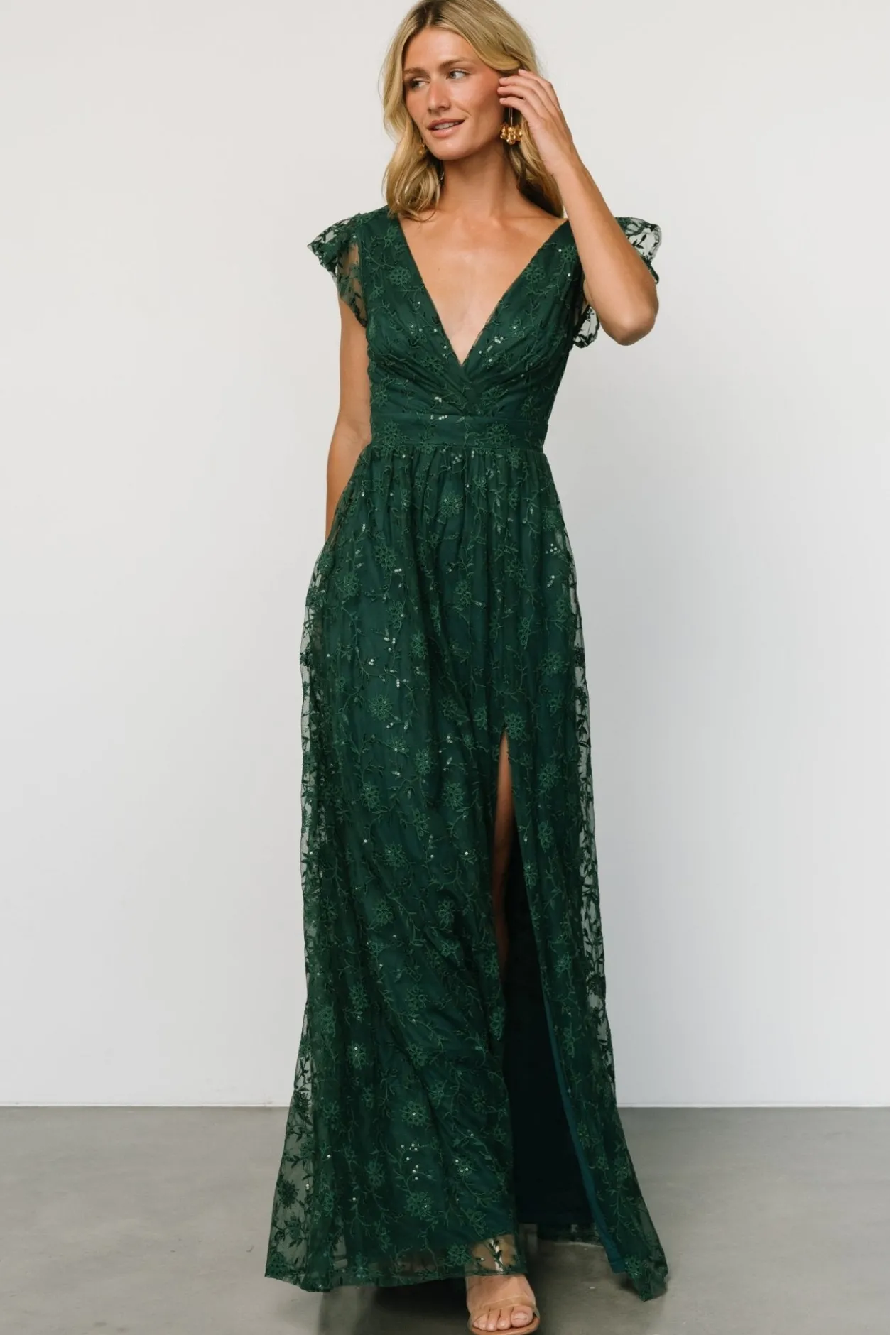 Clearance Baltic Born Alexa Embroidered Sequin Maxi Dress | Dark Green DarkGreen