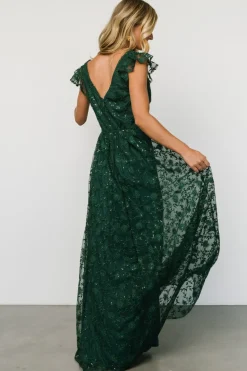 Clearance Baltic Born Alexa Embroidered Sequin Maxi Dress | Dark Green DarkGreen