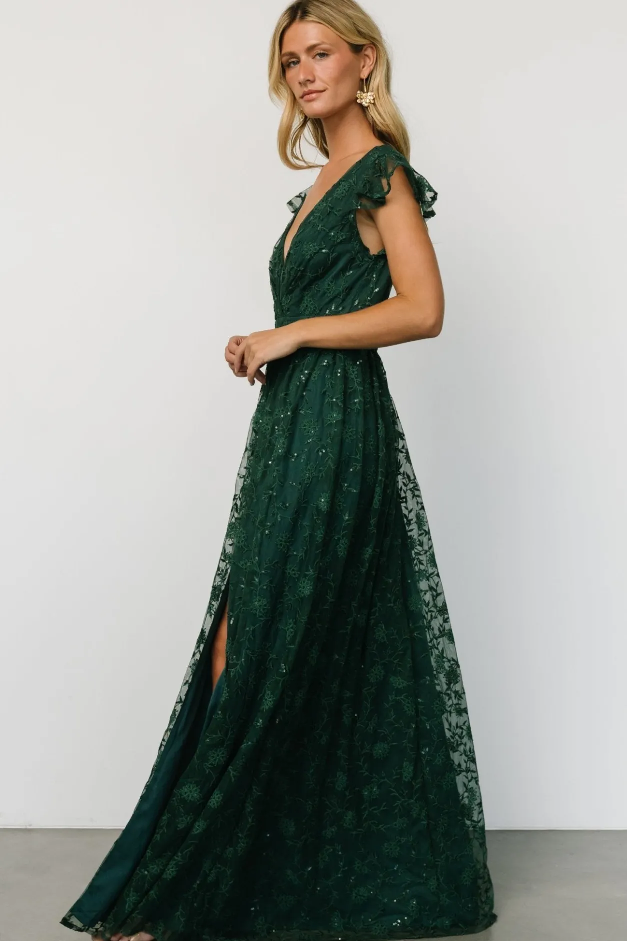 Clearance Baltic Born Alexa Embroidered Sequin Maxi Dress | Dark Green DarkGreen
