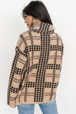 Clearance Baltic Born Alexander Turtleneck Sweater | Taupe + Black Taupe+Black