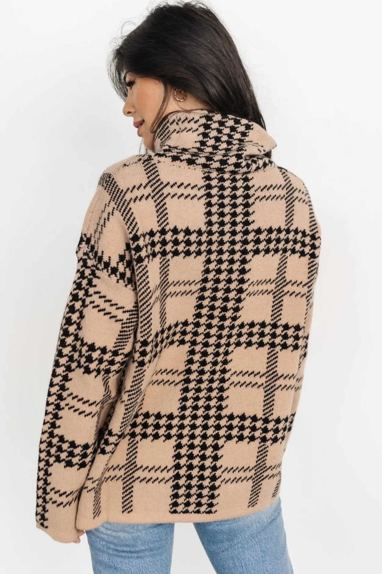 Clearance Baltic Born Alexander Turtleneck Sweater | Taupe + Black Taupe+Black