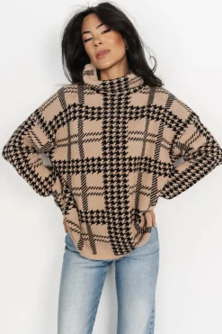 Clearance Baltic Born Alexander Turtleneck Sweater | Taupe + Black Taupe+Black