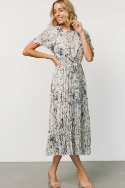 Hot Baltic Born Alexandra Pleated Dress | Off White + Blue OffWhite+Blue