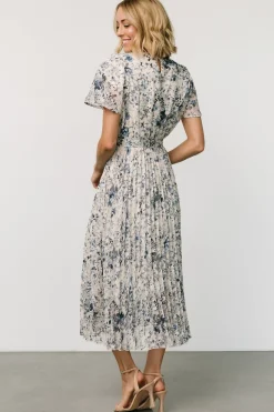 Hot Baltic Born Alexandra Pleated Dress | Off White + Blue OffWhite+Blue