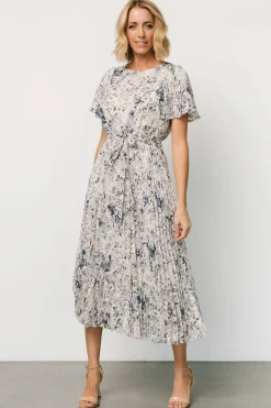 Hot Baltic Born Alexandra Pleated Dress | Off White + Blue OffWhite+Blue