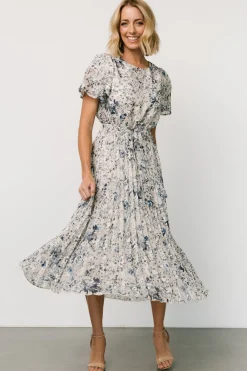 Hot Baltic Born Alexandra Pleated Dress | Off White + Blue OffWhite+Blue