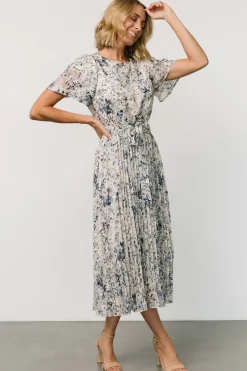 Hot Baltic Born Alexandra Pleated Dress | Off White + Blue OffWhite+Blue