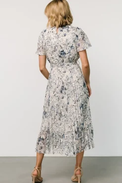 Hot Baltic Born Alexandra Pleated Dress | Off White + Blue OffWhite+Blue