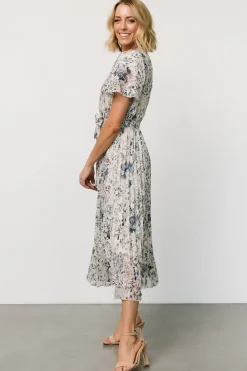 Hot Baltic Born Alexandra Pleated Dress | Off White + Blue OffWhite+Blue