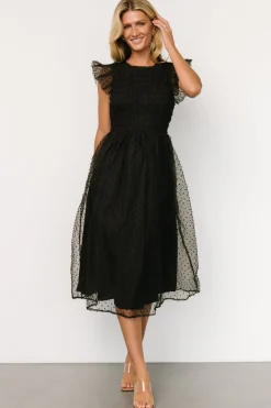 New Baltic Born Alice Dot Midi Dress | Black
