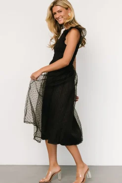 New Baltic Born Alice Dot Midi Dress | Black