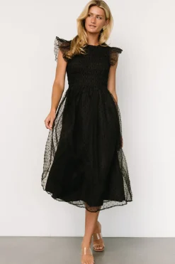 New Baltic Born Alice Dot Midi Dress | Black