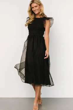New Baltic Born Alice Dot Midi Dress | Black