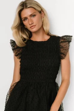 New Baltic Born Alice Dot Midi Dress | Black