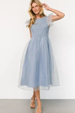 Online Baltic Born Alice Dot Midi Dress | Dusty Blue DustyBlue