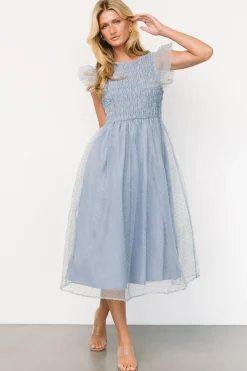 Online Baltic Born Alice Dot Midi Dress | Dusty Blue DustyBlue