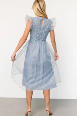 Online Baltic Born Alice Dot Midi Dress | Dusty Blue DustyBlue