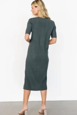 New Baltic Born Alicia Ribbed Midi Dress | Dusty Jade DustyJade
