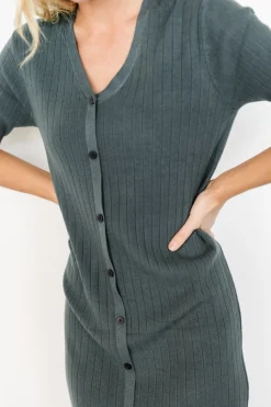 New Baltic Born Alicia Ribbed Midi Dress | Dusty Jade DustyJade