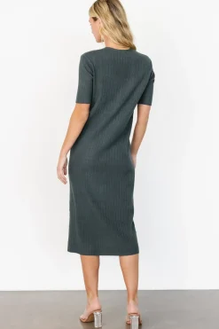 New Baltic Born Alicia Ribbed Midi Dress | Dusty Jade DustyJade