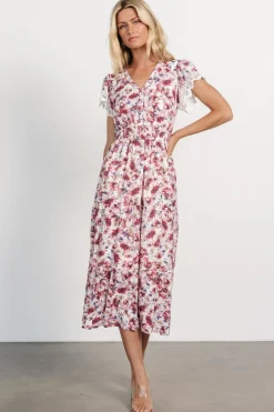 Outlet Baltic Born Aliyah Midi Dress | Berry Floral BerryFloral