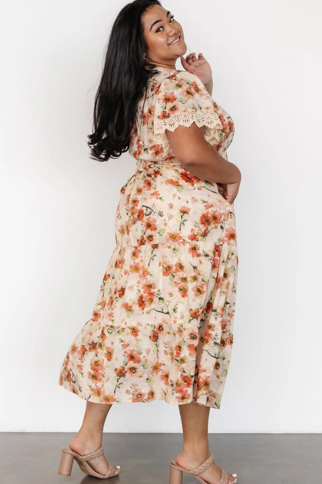 Best Baltic Born Aliyah Midi Dress | Coral Floral CoralFloral