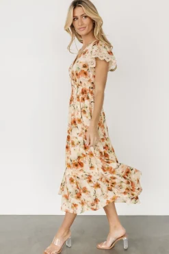 Best Baltic Born Aliyah Midi Dress | Coral Floral CoralFloral