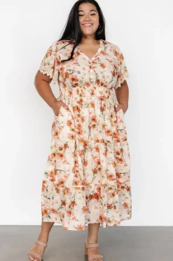 Best Baltic Born Aliyah Midi Dress | Coral Floral CoralFloral