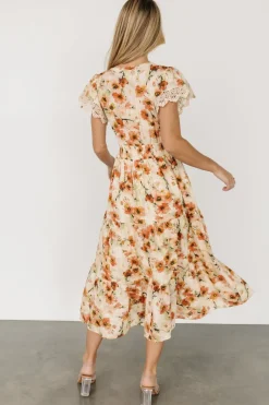 Best Baltic Born Aliyah Midi Dress | Coral Floral CoralFloral