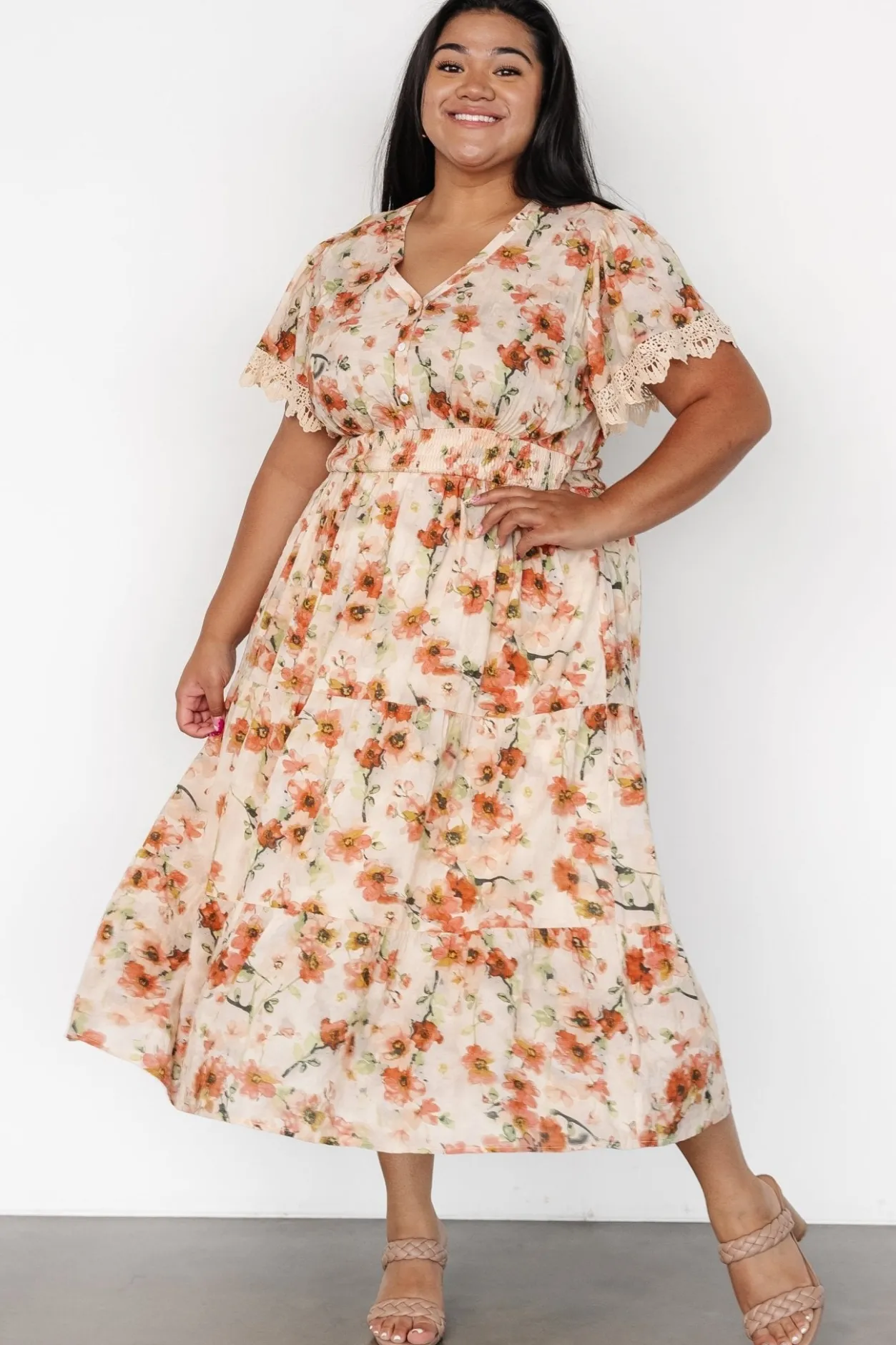 Best Baltic Born Aliyah Midi Dress | Coral Floral CoralFloral