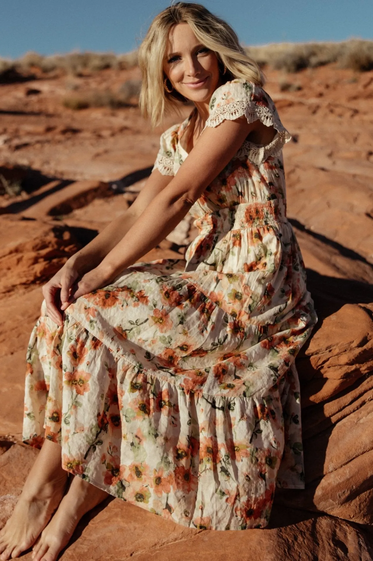 Best Baltic Born Aliyah Midi Dress | Coral Floral CoralFloral