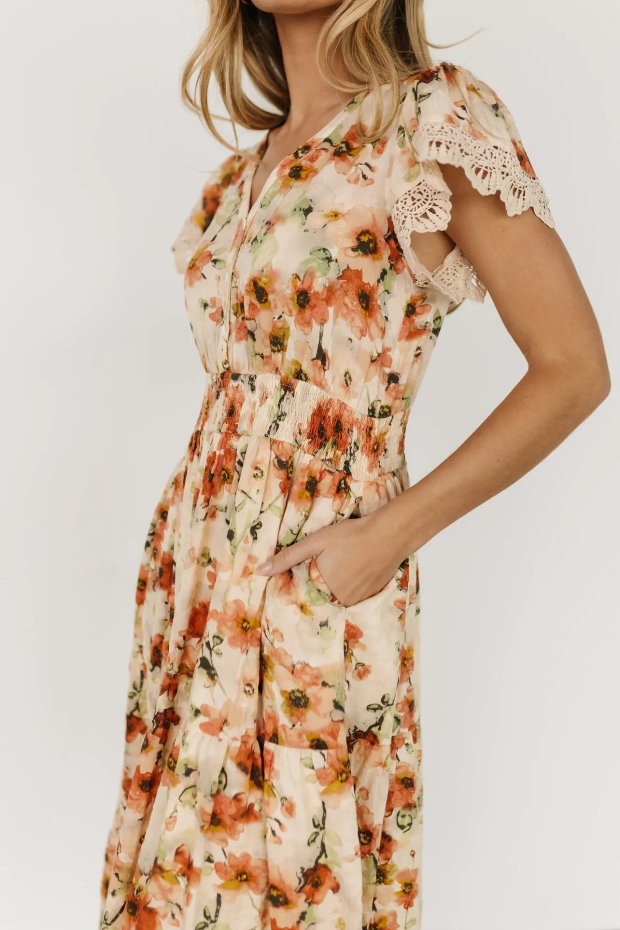 Best Baltic Born Aliyah Midi Dress | Coral Floral CoralFloral